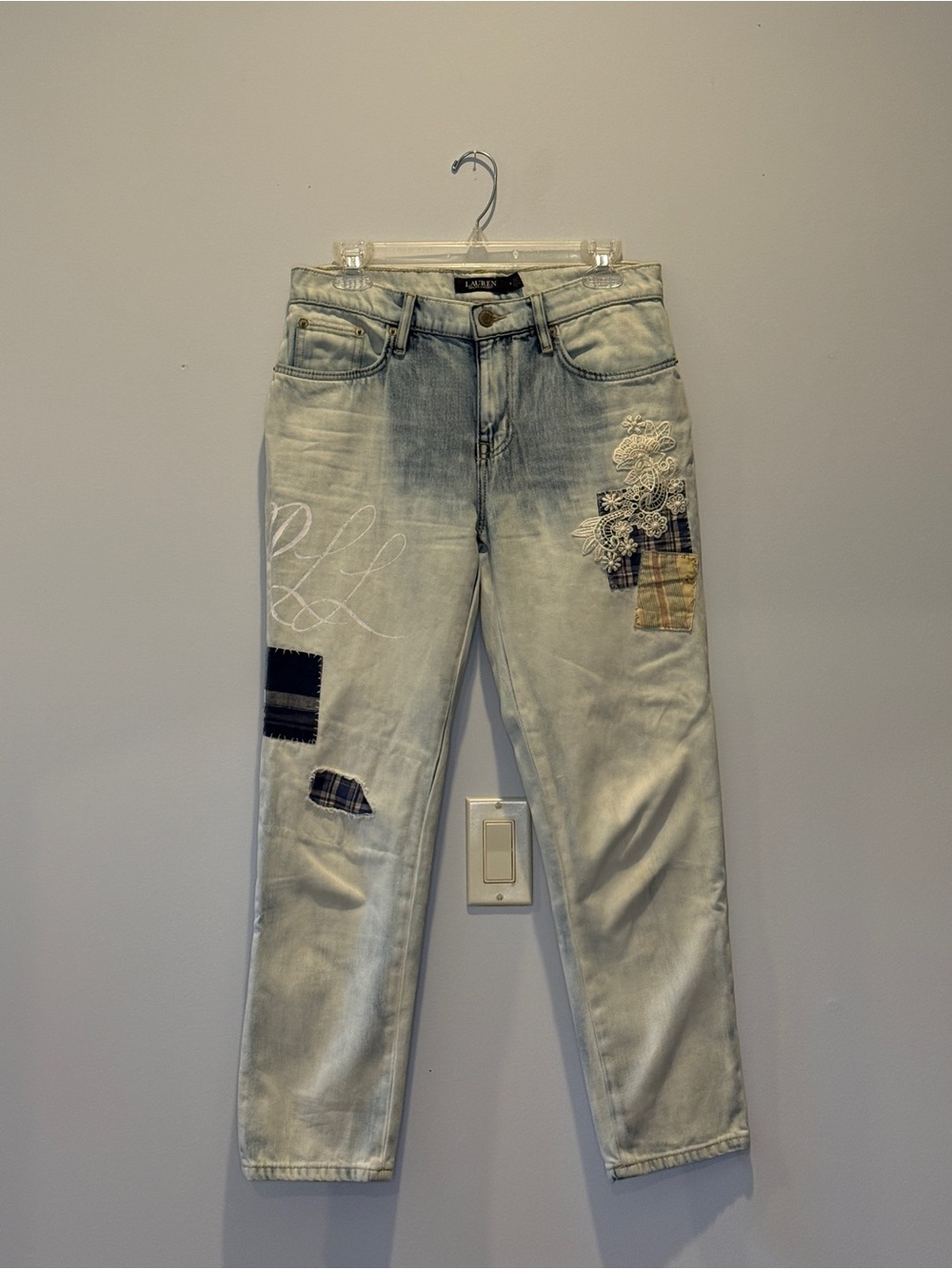 Ralph Lauren Light Wash Embroidered Patchwork Women’s Jeans